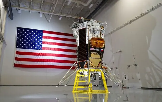 “Odysseus” in its garage in Houston, 2 days before launch. © Credit: Nick Rios