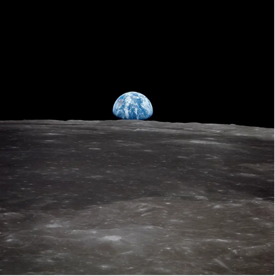Blue planet wonder Earth. The universe envies us! View of Earth rising over Moon’s horizon taken from Apollo 11 spacecraft. © credit: 2024 by NASA is licensed under CC BY 4.0